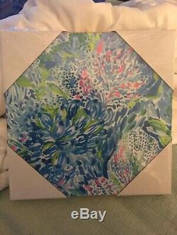 LIlly Pulitzer NEW Small Canvas Art Pink Green Blue Design Free Shipping