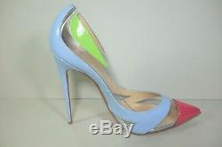 LOUBOUTIN 40.5 BLAKE IS BACK 120 Patent PVC Point Toe Pumps Blue Green Pink NEW
