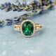 Lab-created Emerald 2.50 Ct Oval Cut Halo Engagement Ring 14k Rose Gold Plated