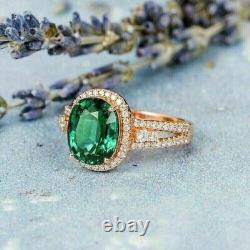 Lab-Created Emerald 2.50 Ct Oval Cut Halo Engagement Ring 14k Rose Gold Plated