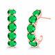 Ladies 4.00 Ct Round Cut Green Emerald Hoop Earrings 14k Rose Gold Finish