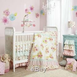 Lambs & Ivy Sweet Spring Pink/White/Green Floral 6-Piece Baby Crib Bedding Set