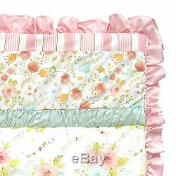 Lambs & Ivy Sweet Spring Pink/White/Green Floral 6-Piece Baby Crib Bedding Set