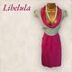 Libelula Spearmint Green & Fuchsia Pink Silk Shift Dress Uk 10 Us 6 Eu 38