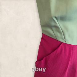 Libelula Spearmint Green & Fuchsia Pink Silk Shift Dress UK 10 US 6 EU 38