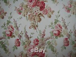 MULBERRY CURTAIN/UPHOLSTERY FABRIC DESIGN Vintage Floral 3.9 METRES PINK/GREEN