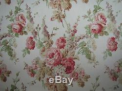 MULBERRY CURTAIN/UPHOLSTERY FABRIC DESIGN Vintage Floral 3 METRES PINK/GREEN