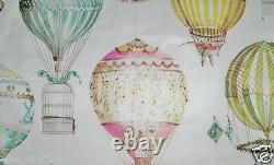 Manuel Canovas Hot Air Balloons Toile Fabric 10 Yards Pink Green Aqua Multi