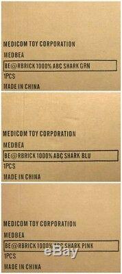 Medicom Be@rbrick BAPE ABC CAMO SHARK 1000% Green, Blue, Pink 3 set ape Bearbrick