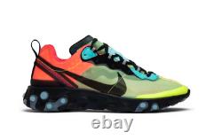 Men's Nike React Element 87 Volt Aurora Green Racer Pink AQ1090-700 Size 14