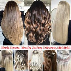 Micro Ring Loop Tip 100% Remy Human Hair Extensions Micro Beads Link Full Head
