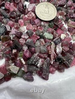 Multicolor top quality Tourmaline green, pink green 134 grams chips crystals
