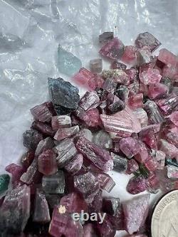 Multicolor top quality Tourmaline green, pink green 134 grams chips crystals