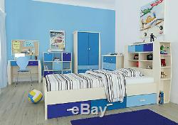 Multicoloured childrens furniture set Wardrobe Drawers Bed Desk Storage kids