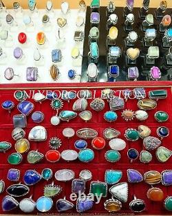 Multistone Mix Gemstone 925 Sterling Silver Plated Wholesale Lot Rings Jewelry