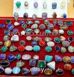 Multistone Mix Gemstone 925 Sterling Silver Plated Wholesale Lot Rings Jewelry