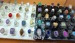 Multistone Mix Gemstone 925 Sterling Silver Plated Wholesale Lot Rings Jewelry