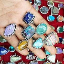 Multistone Mix Gemstone 925 Sterling Silver Plated Wholesale Lot Rings Jewelry