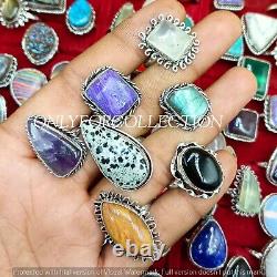 Multistone Mix Gemstone 925 Sterling Silver Plated Wholesale Lot Rings Jewelry