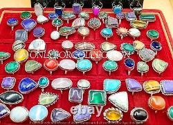 Multistone Mix Gemstone 925 Sterling Silver Plated Wholesale Lot Rings Jewelry