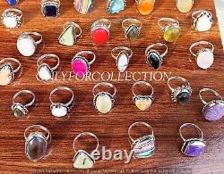 Multistone Mix Gemstone 925 Sterling Silver Plated Wholesale Lot Rings Jewelry