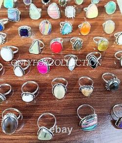 Multistone Mix Gemstone 925 Sterling Silver Plated Wholesale Lot Rings Jewelry