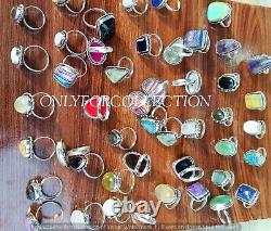 Multistone Mix Gemstone 925 Sterling Silver Plated Wholesale Lot Rings Jewelry