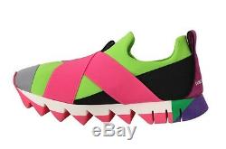 NEW $560 DOLCE & GABBANA Shoes Sneakers Neoprene Pink Green Strap EU37 / US6.5