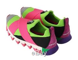 NEW $560 DOLCE & GABBANA Shoes Sneakers Neoprene Pink Green Strap EU37 / US6.5