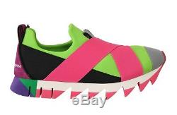 NEW $560 DOLCE & GABBANA Shoes Sneakers Neoprene Pink Green Strap EU38 / US7.5