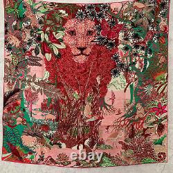 NEW Authentic Hermes Silk Scarf 35 x 35 Wild Singapore Pink Red Green