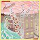 New Authentic Hermes Space Shopping Silk Scarf 90 Cm 35'' Pink Green