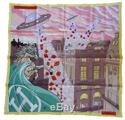 NEW Authentic Hermes Space Shopping Silk Scarf 90 cm 35'' Pink Green
