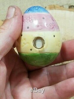 NEW NORA FLEMING STRIPED EASTER EGG Yellow, Pink, Green A10 NF Initial Markings