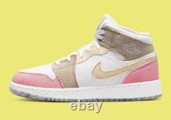 NEW Nike Air Jordan 1 Mid Pastel Grind White Green Pink (Size US GS 7) AUTHENTIC