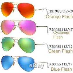 NEW Ray-Ban Aviator RB3025 Flash Green Blue Orange Pink Mirror Lenses RRP $230