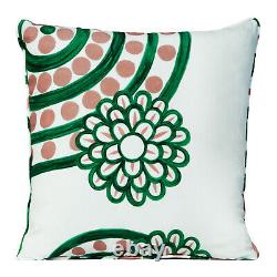NEW ThemisZ Symi Silk Cushion White/Green & Pink Medium 45x45cm