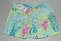 NEW WHITE TAGS Lilly Pulitzer VINTAGE Short Shorts Pink Green 4 Stretch RARE