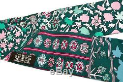 NIB Auth HERMES Tapis Persans Green Pink Twilly Silk Scarf For Birkin Kelly Bag