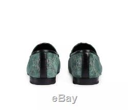 NIB Gucci Jordaan Green/Pink GG Velvet Horsebit Loafer Size 38.5EU/8.5US $730.00