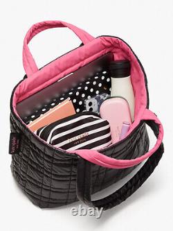 NWT$199 Kate Spade New York Softwhere Quilted Black Pink Nylon Tote Computer Bag
