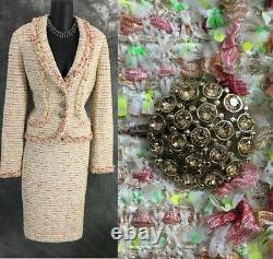 NWT $2395 St John couture knit pink green white multi jacket skirt suit 8 10 NEW