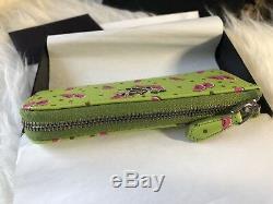 NWT AUTHENTIC Prada Saffiano Leather Key Holder Case in Green / Pink Watermelon