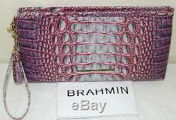 NWT Brahmin Kayla Julep (Pink-Green) Melbourne Leather Wristlet/Clutch
