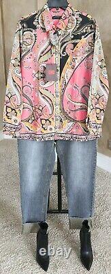 NWT ETRO $540 50IT/14US Cotton Pink/Green Paisley Straight Fit Long Sleeve Shirt