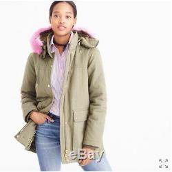 NWT Jcrew Collection Wasabi Green with Pink Hood Down Parka style F6693 $495