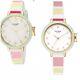 Nwt Kate Spade Ksw1410 Park Row Pink White Green Silicone Band 34mm Watch $150