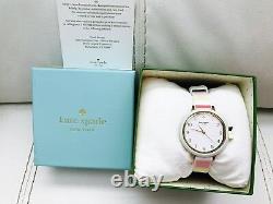 NWT KATE SPADE KSW1410 PARK ROW Pink White Green Silicone Band 34mm WATCH $150