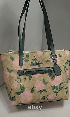NWT NEW Coach Camo Rose Taylor Tote 31206 Handbag Purse Floral Green, Tan Pink
