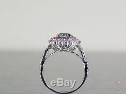 Natural Fancy Green & Pink Diamond Ring, 3.57 ctw. 18K White Gold GIA Certified